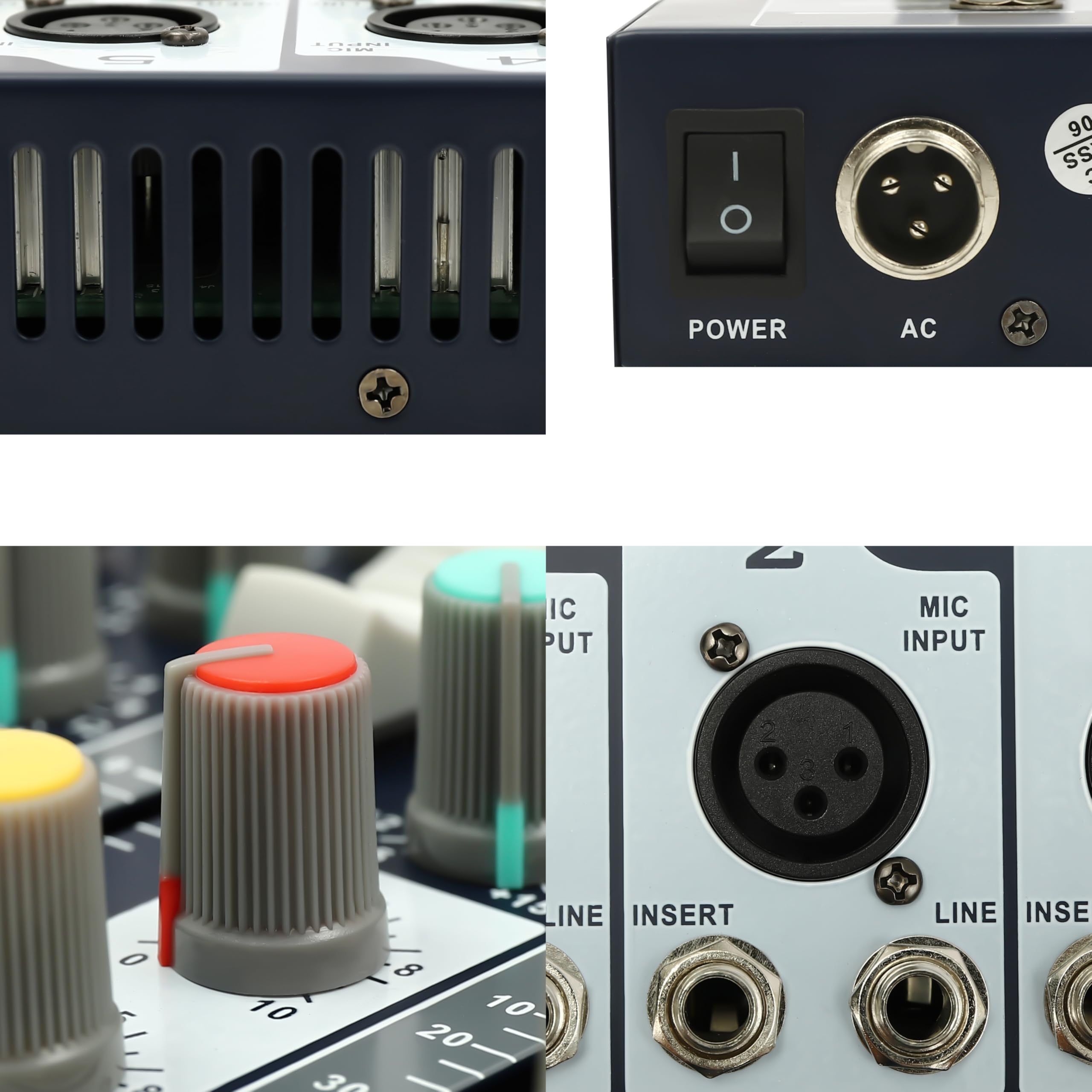 7-kanałowy mikser audio, konsola, mini mikser audio, kontroler DJ, mikser 48 V, zasilanie fantomowe, mikser DJ, 3-pasmowy, wejście mikrofonowe EQ, mikser dźwiękowy, wejście USB, interfejs audio S