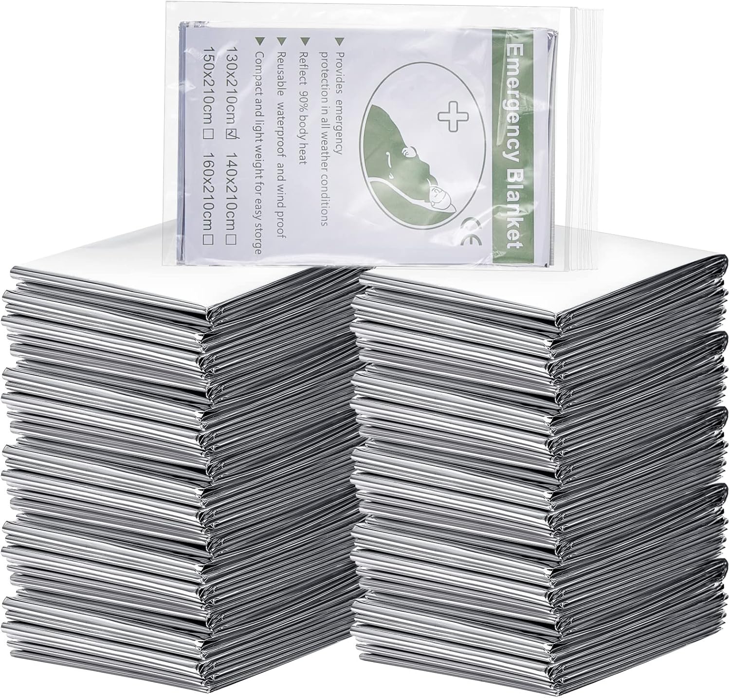 Emergency Thermal Blanket Foil Blankets 51 x 83 Inch Thermal Blankets