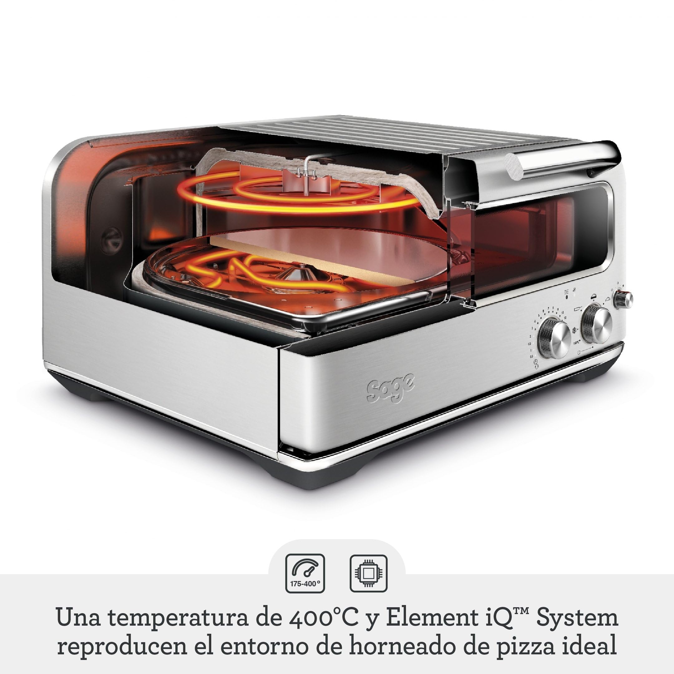 Sage Smart Oven Pizzaiolo - Horno de Pizza - Para Pizzas a la Leña, Acero Inoxidable