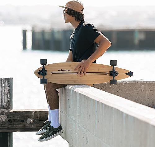 Miniatura 6 de Retrospec Zed Cruiser & Pintail Longboard Skateboard Complete  Bamboo & Canadian Maple Wood Cruiser con camiones Kingpin reversa para