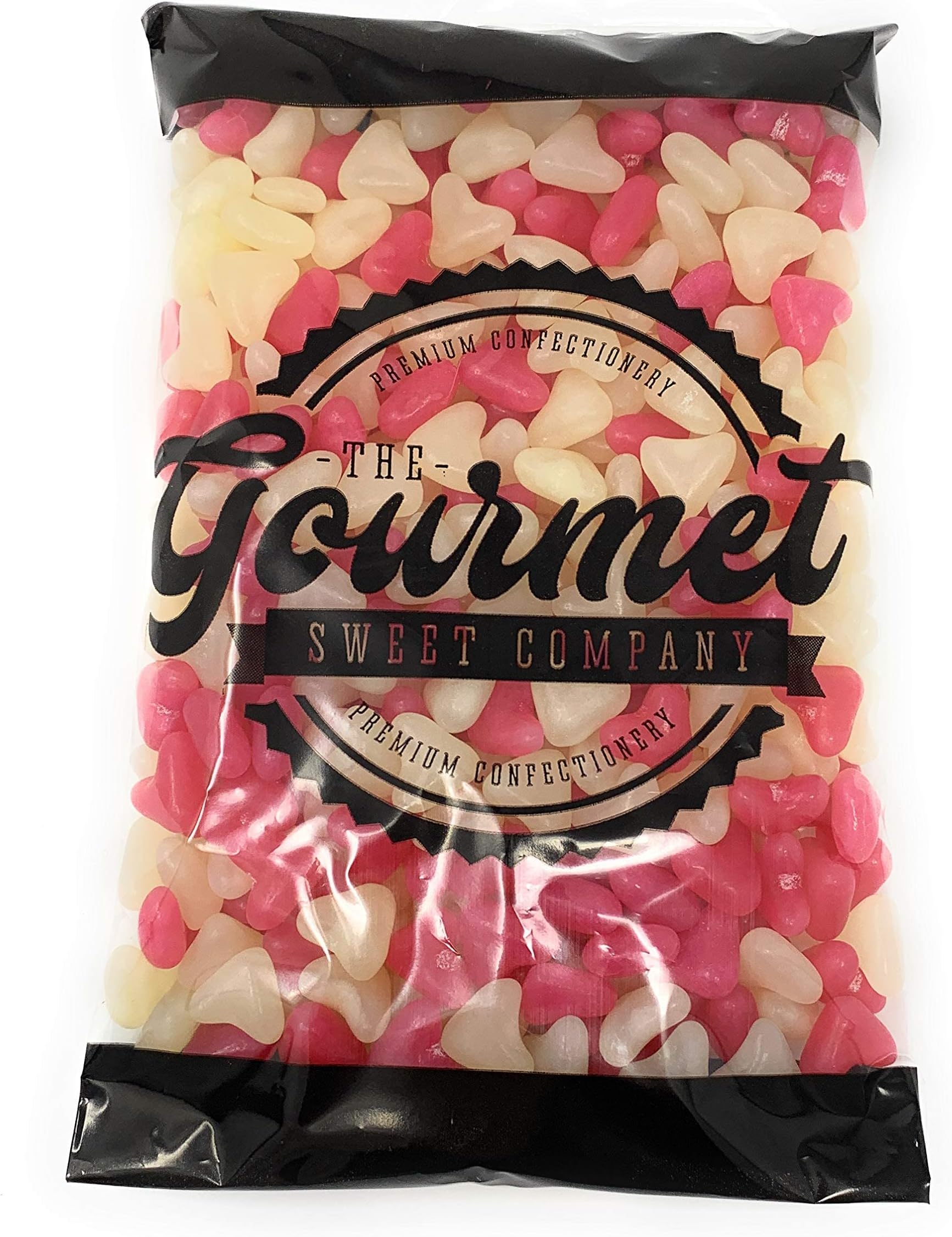 Pink & White Love Heart Jelly Beans 1kg Share Bag by The Gourmet Sweet Company