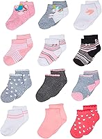 Cherokee Baby Girls 12 Pack Shorty Ankle Socks - Cute Animal Prints, Stripes & Solids, 12-24 Months, Breathable Comfort