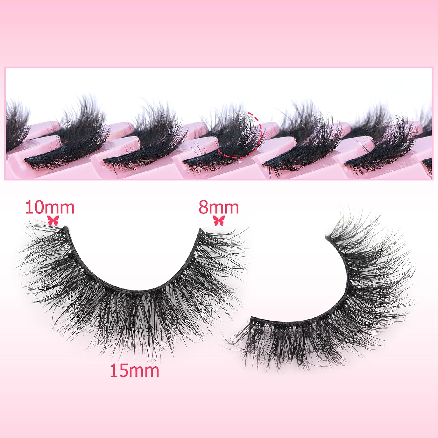 FANXITON Wispy False Eyelashes Natural Look Short Mink Lashes 3D Faux Mink Eyelashes 7 Pairs Pack