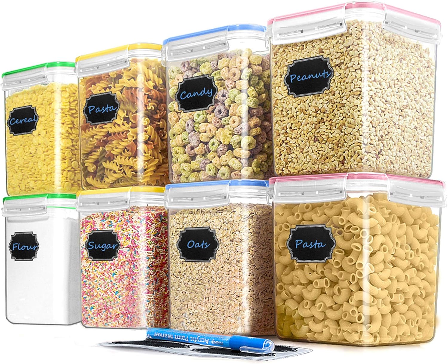 Blingco Cereal Container Food Storage Containers, Set of 8 (2.5L/84.55oz) Airtight