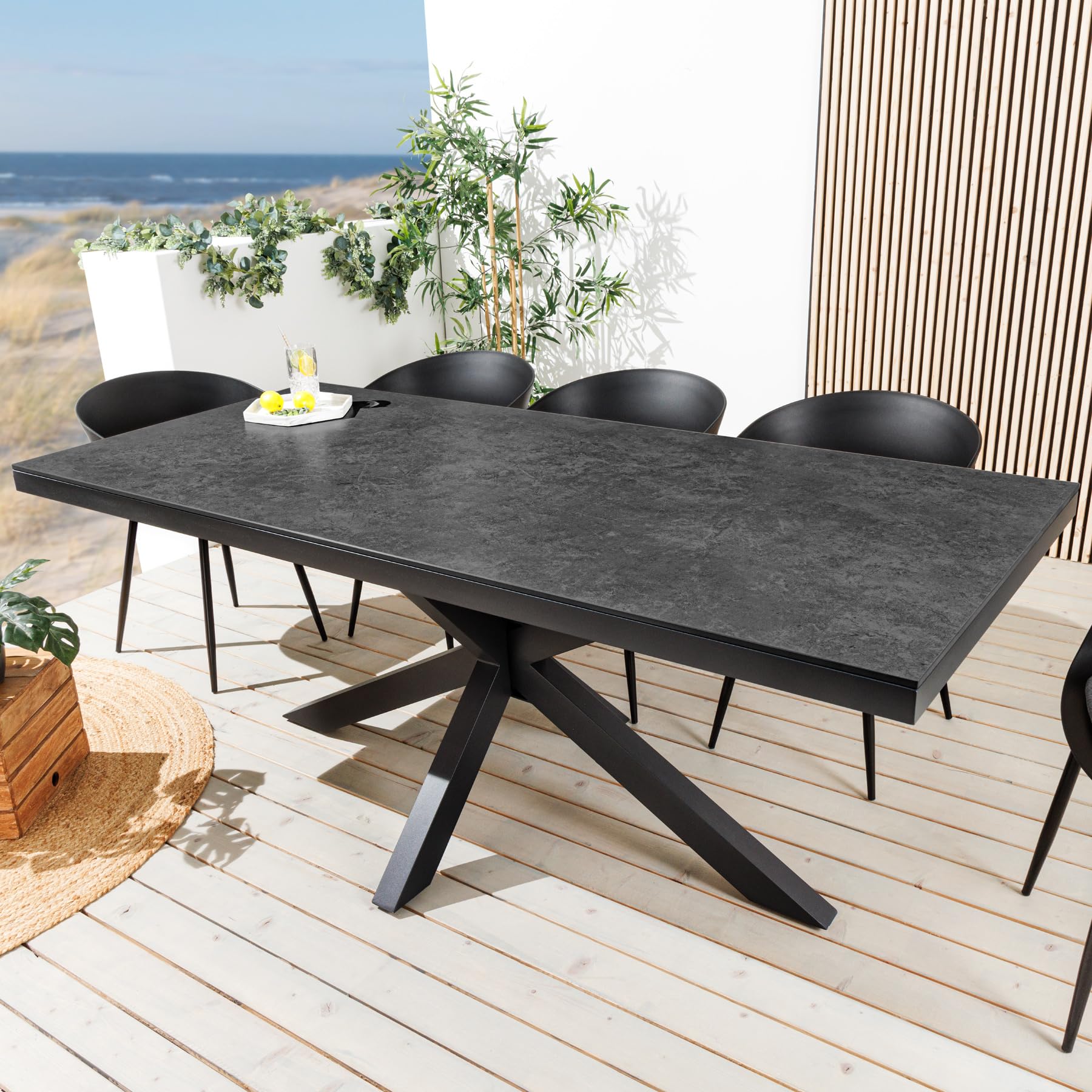 Riess Ambiente Outdoor Esstisch Galaxie, 180 cm – anthrazit, Keramik, Aluminium, wetterfest