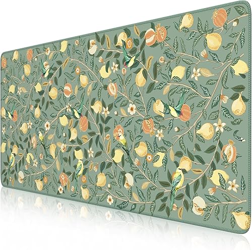 Miniatura 15 de iCasso Alfombrilla de escritorio, XXL Alfombrilla grande para mouse, con base antideslizante y bordes cosidos, para trabajo y juegos (floral verde)
