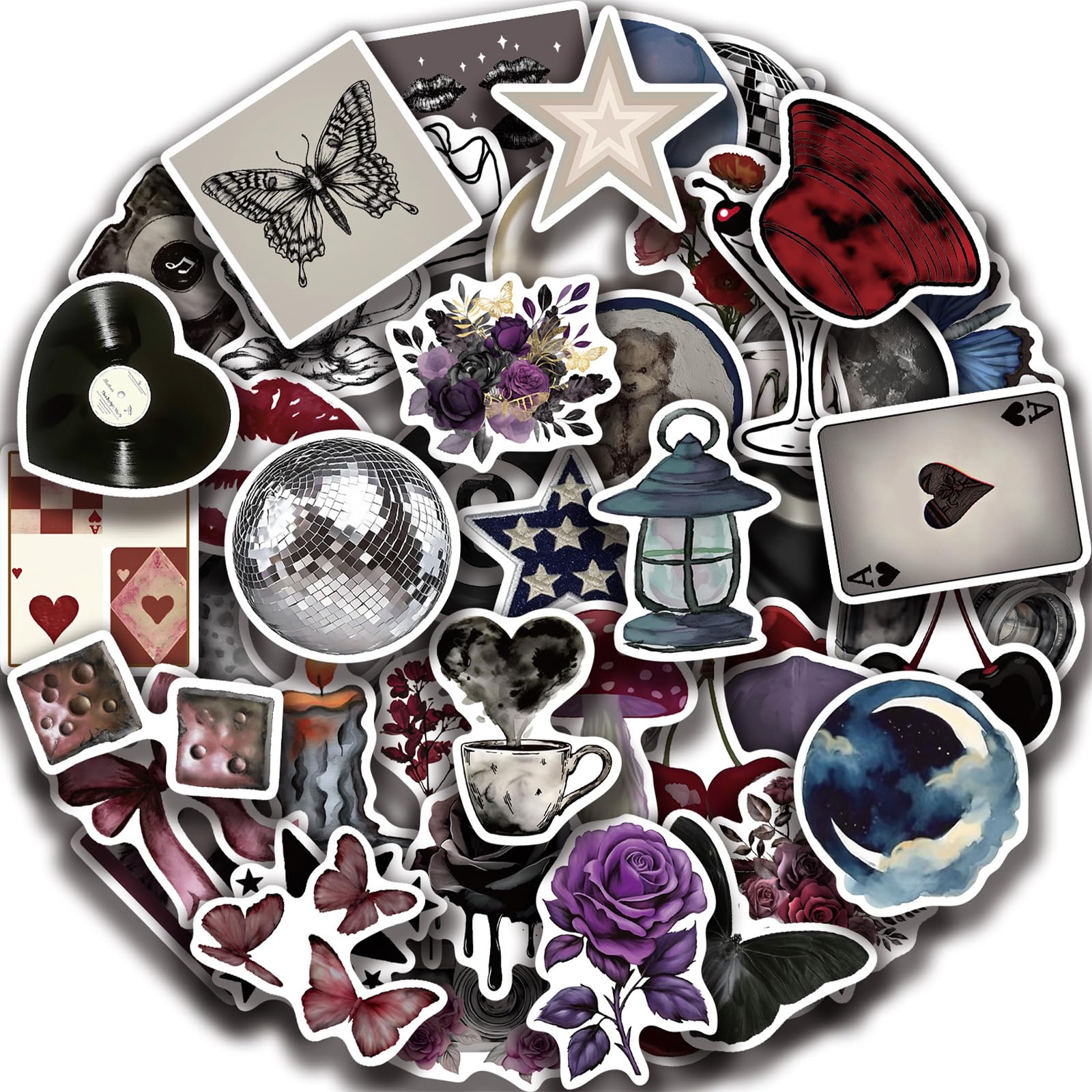 Ktguk Red 50 Pcs Cool Stickers,Vintage Aesthetic Stickers Set Cute Waterproof Graffiti Craft Stickers For Decrating Scrapbook Journal Laptop Water Bottle Guitar Skateboard,Laptop Stickers
