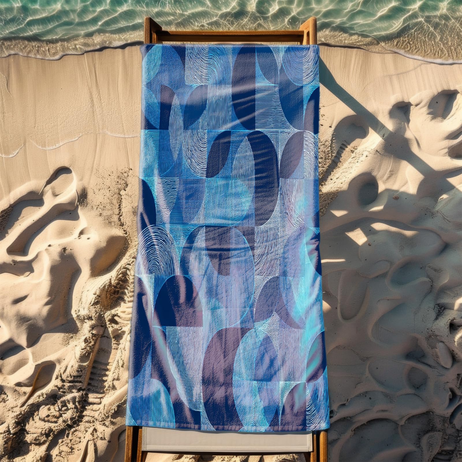 Drap de Plage XXL 200X200 Abstract Bleu Profond Serviettes de Plage en Microfibre,Serviette Piscine Extra Large sans Sable pour Adultes Séchage Rapide