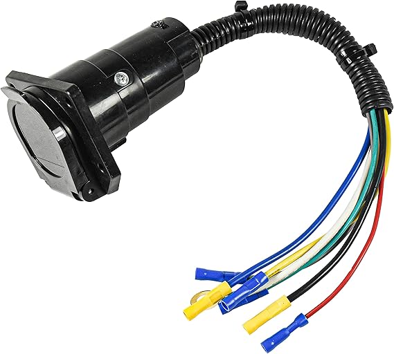 HQRP 7 Way RV Trailer Light Connector Socket 7 Wire Harness