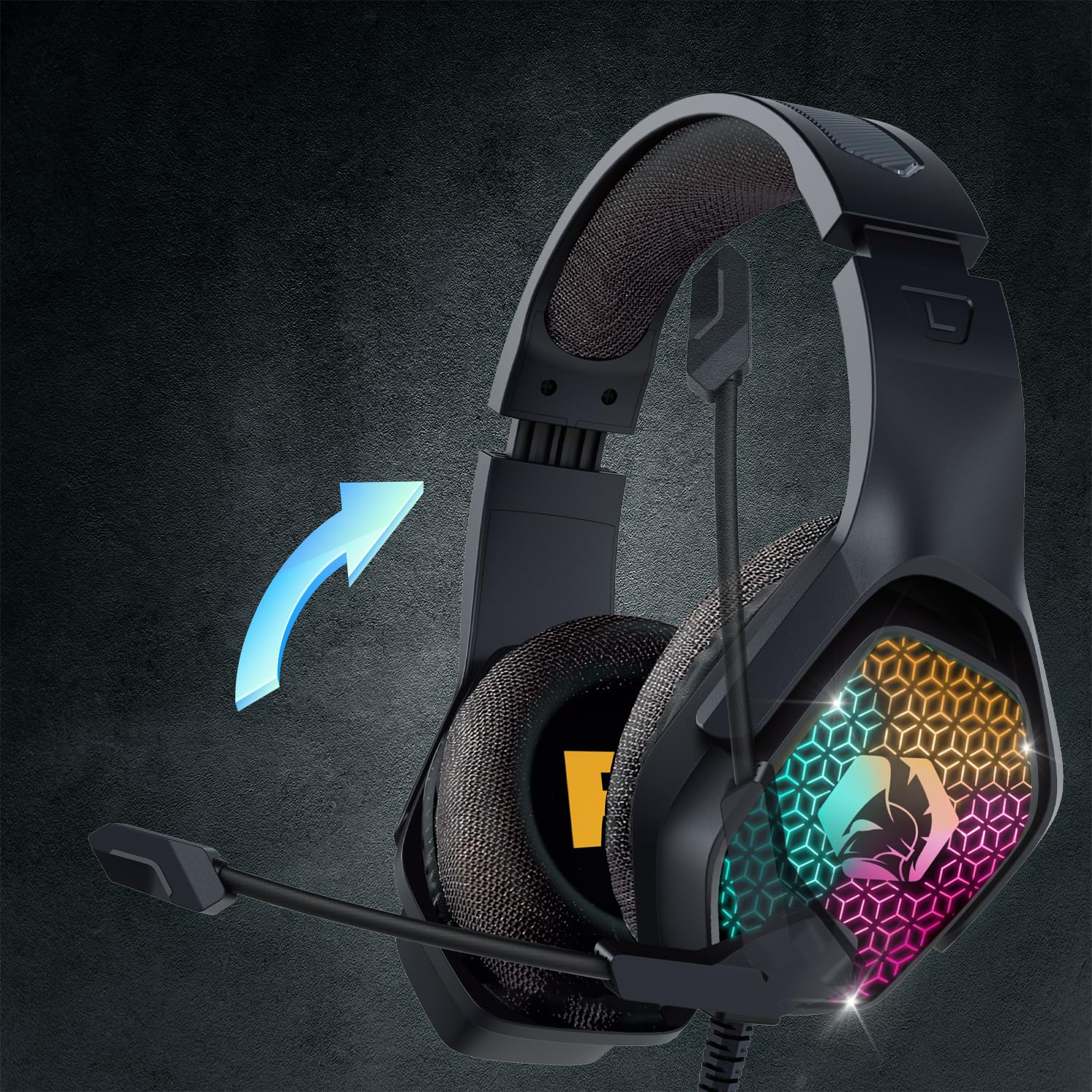 EMPIRE GAMING - H-3 Gamer RGB - do PS5, PS4, Xbox, Switch, PC, Mac, smartfonów, tabletów - Pilot - Dźwięk stereo o wysokiej rozdzielczości - Elastyczny mikrofon - czarny
