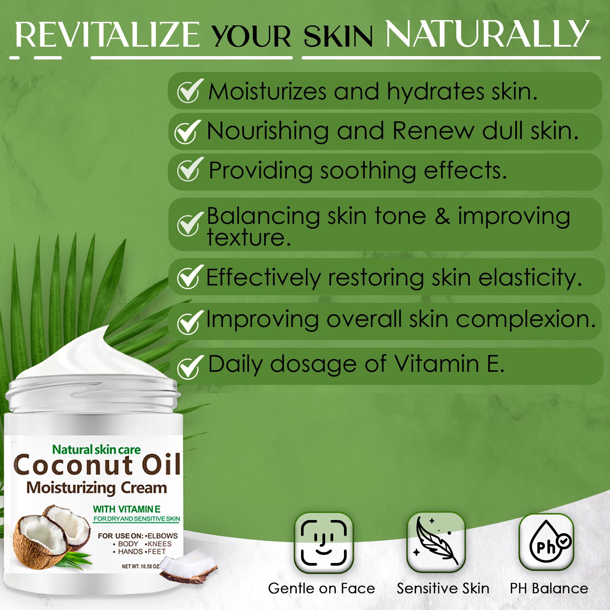 Crema de aceite de coco, 280 ml, crema hidratante de spa, aceite de coco para cara, manos y cabello, hidratación intensa para piel seca