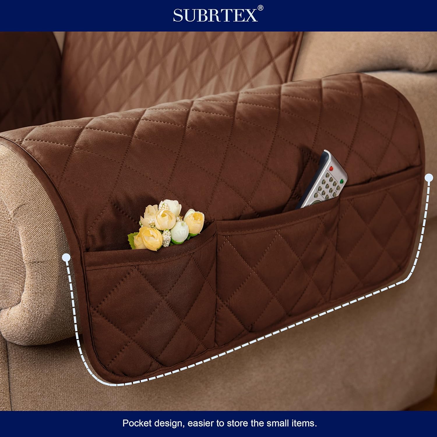 Subrtex Sofa Slipcover Reversible Sofa Cover Couch Cover Quilted Slipcover Furniture Protector with Elastic Straps Covers for Living Room Washable Slip Cover for Pets Kids Dogs (Sofa, Chocolate) : Home & Kitchen
