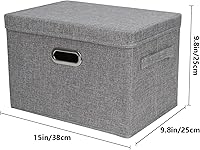Vista 5 de DAYARD Foldable Storage Boxes with Lids Linen Fabric Stackable Storage Bins Organizer Containers Baskets Cube with Cover for Closet Office Nursery