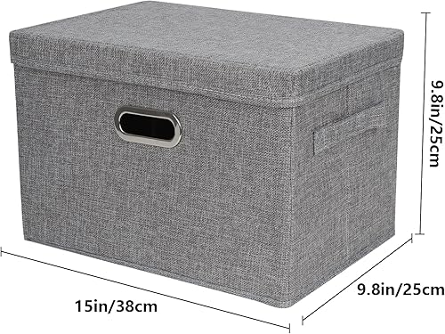 Miniatura 5 de DAYARD Foldable Storage Boxes with Lids Linen Fabric Stackable Storage Bins Organizer Containers Baskets Cube with Cover for Closet Office Nursery