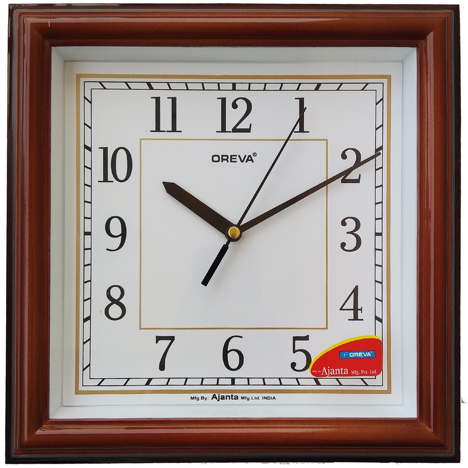 Buy Oreva Wall Clock for Home and Offices (26 cm x 26 cm, Step Movement, Brown Wood) Online at