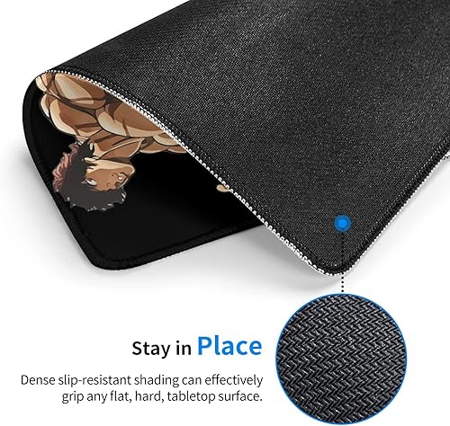 Miniatura 3 de Alfombrilla de mouse de anime Baki The Grappler Baki Hanma, base de goma antideslizante con borde cosido, alfombrilla de mouse para computadora, 7.9