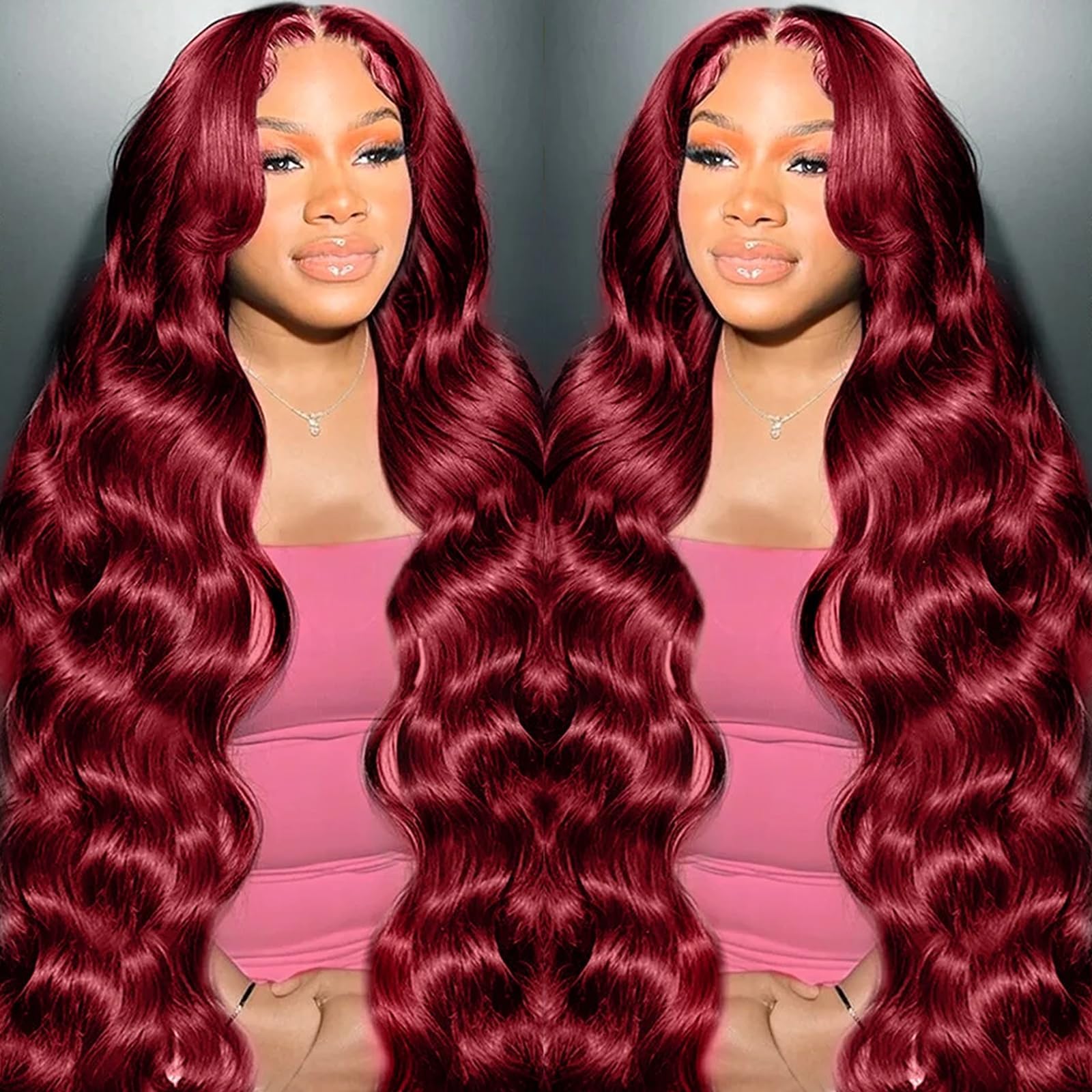 METDIO 99J Burgundy wig human hair 13x4 body wave lace front wigs human hair 180 Density Pre Plucked Glueless Wine red colored lace front wig for