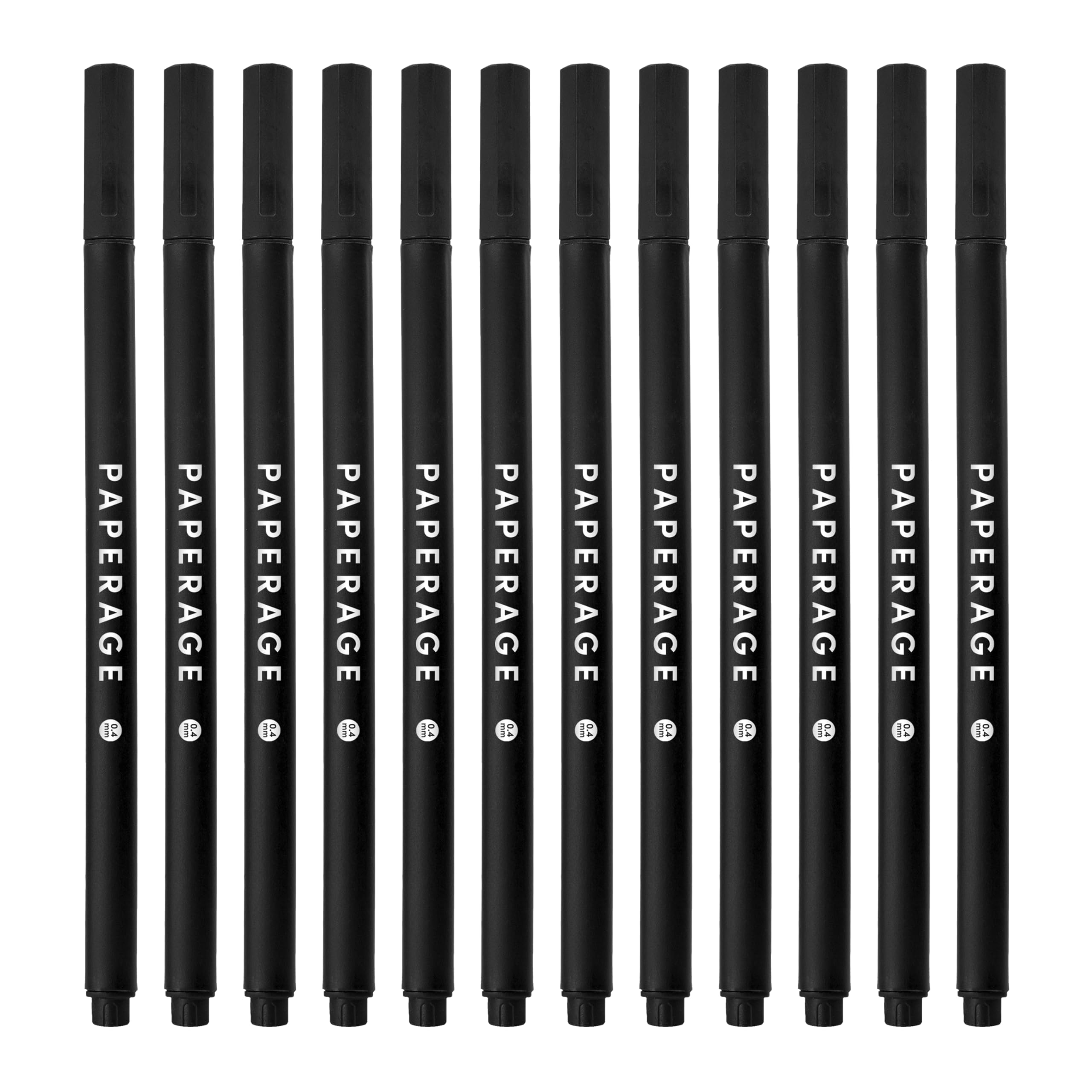 PAPERAGE Felt Tip Fine Point Pens (0.4mm), 12 Pack, Pens For Journaling, Notebooks, Planners, Calendars & Drawing, Great for School, Office, & Home (Black Ink)