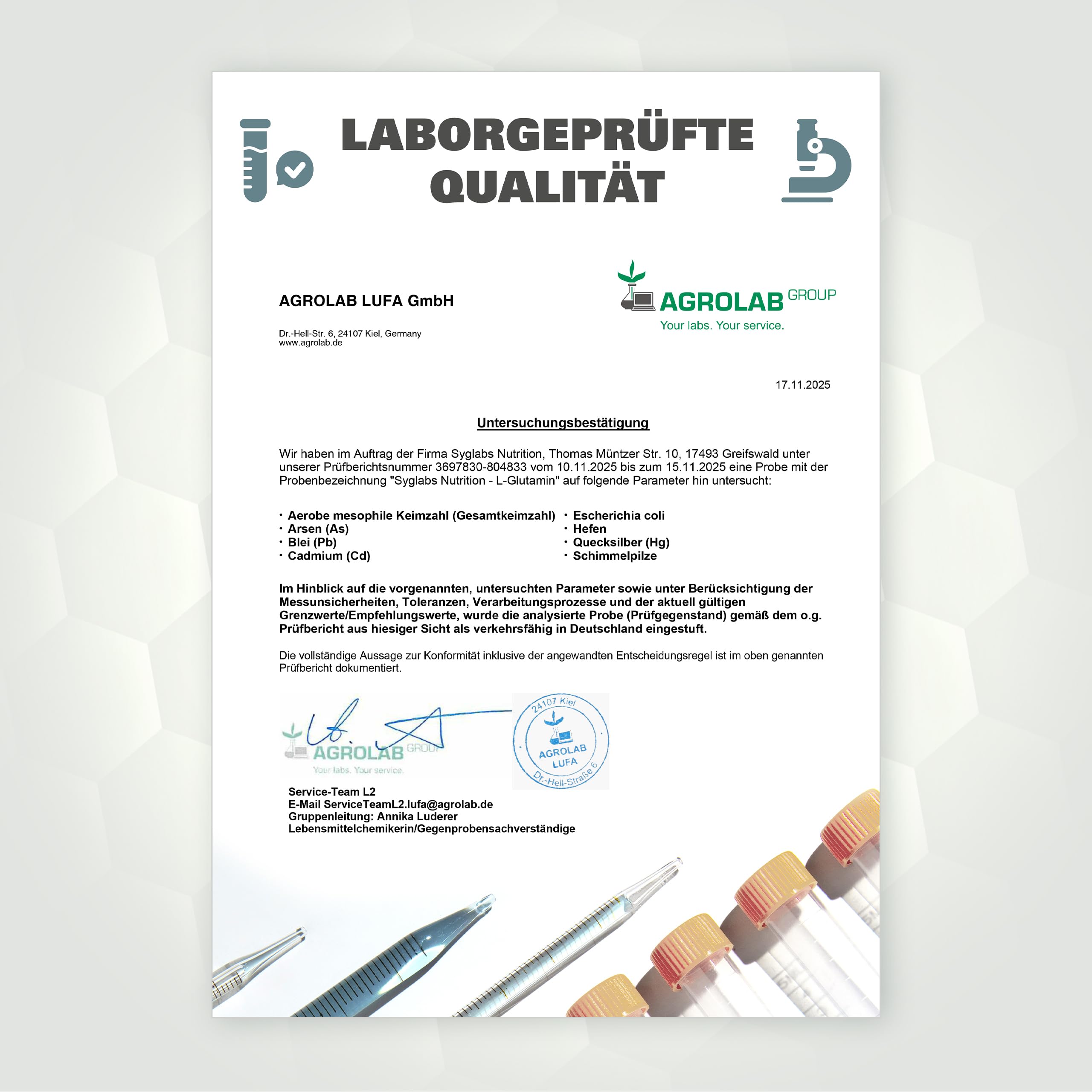 L-Glutamin Pulver 100% rein - 1000g Aminosäure Glutamine - 1kg - ohne Zusatzstoffe - vegan - mit Messlöffel - Glutamin - laborgeprüft