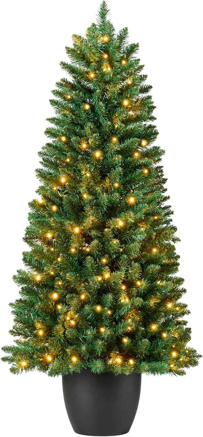 Best Choice Products Prelit Potted Pencil Christmas Tree, 4.5Ft Artificial Lighted Holiday Décor, 175 Twinkling LEDs for Home, Front Porch Best Choice Products Prelit Potted Pencil Christmas Tree, 4.5Ft Artificial Lighted Holiday Décor, 175 Twinkling LEDs for Home, Front Porch
