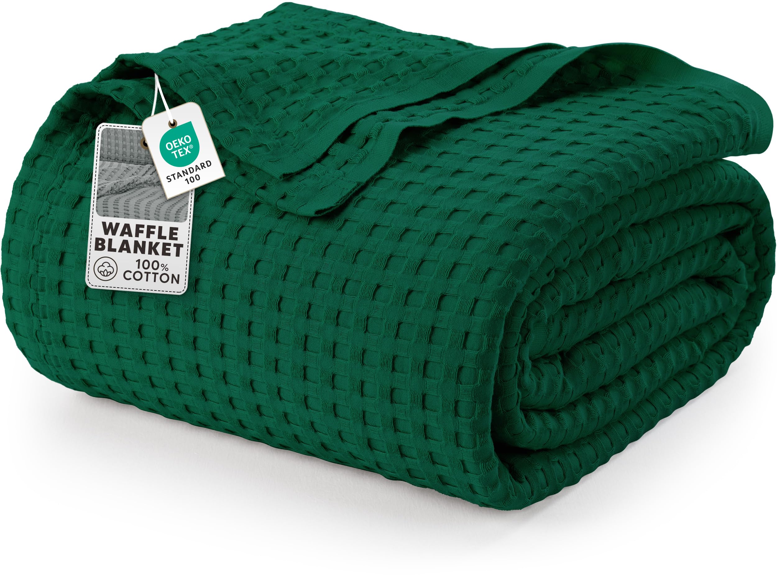 Utopia Bedding Cotton Waffle Blanket 300 GSM (Forest Green - 228x228 cm) Soft Lightweight Breathable Bed Blanket Big Size Layering Any Bed for All Season — image 1