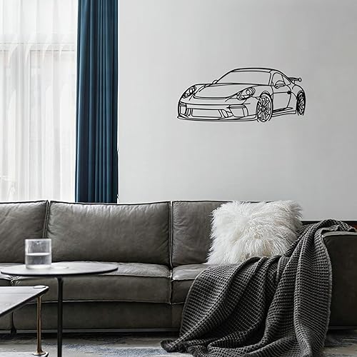 Miniatura 6 de Noxozoqm Arte de pared de metal para automóvil, silueta única, decoración de habitación para hombres, decoración de habitación de niños