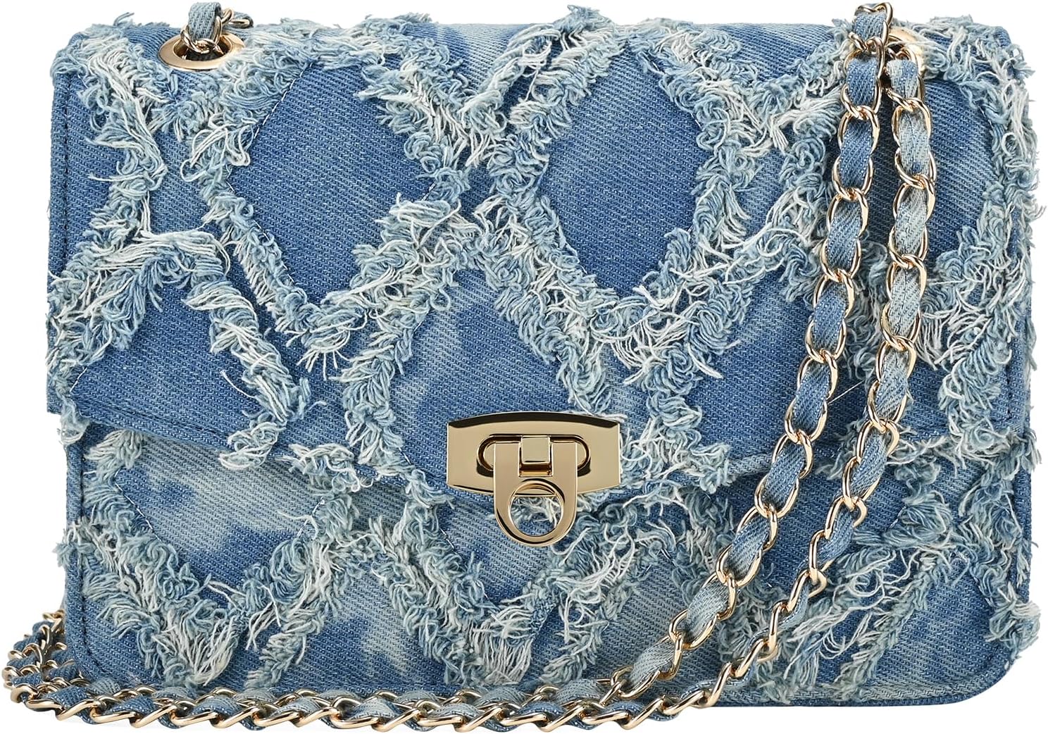 GM LIKKIE Quilted Shoulder Bag for Women, Medium Flap Crossbody Handbag with Chain Strap, Soft Vegan Leather Clutch Purse