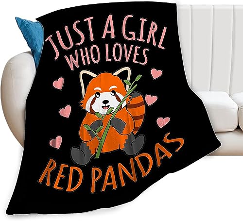 Manta de panda rojo para mujer, suave y acogedora manta decorativa de animales de panda rojo, manta de felpa mullida y cálida con texto en inglés