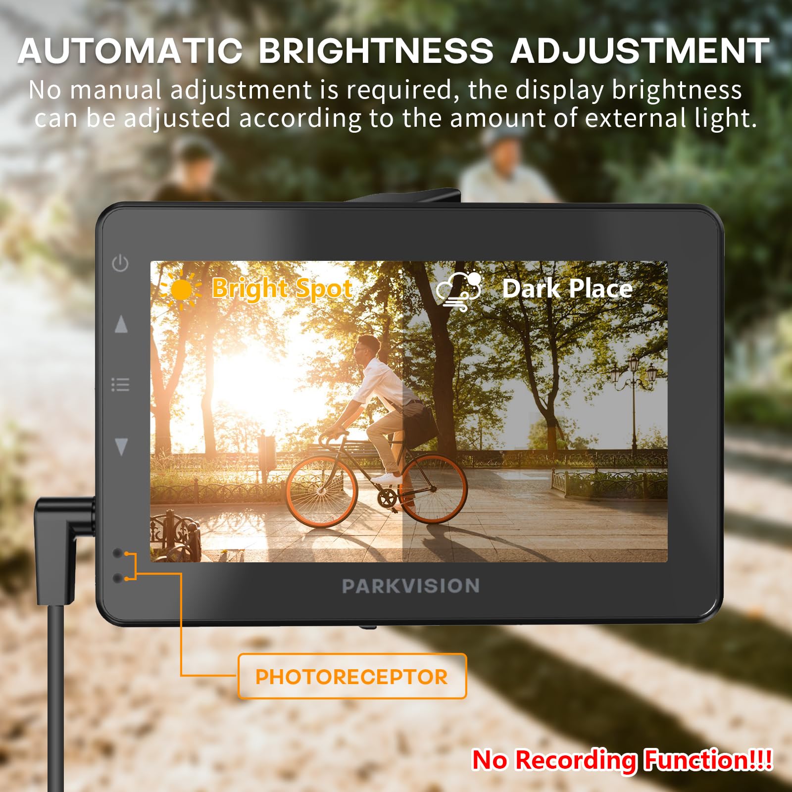 PARKVISION Miroir à vélo Rétroviseur de caméra arrière avec véritable écran AHD 1080p de 4,3", 8000mah Batterie Rechargeable vélo Guidon Miroir avec Excellente Vision Camera Velo Arriere