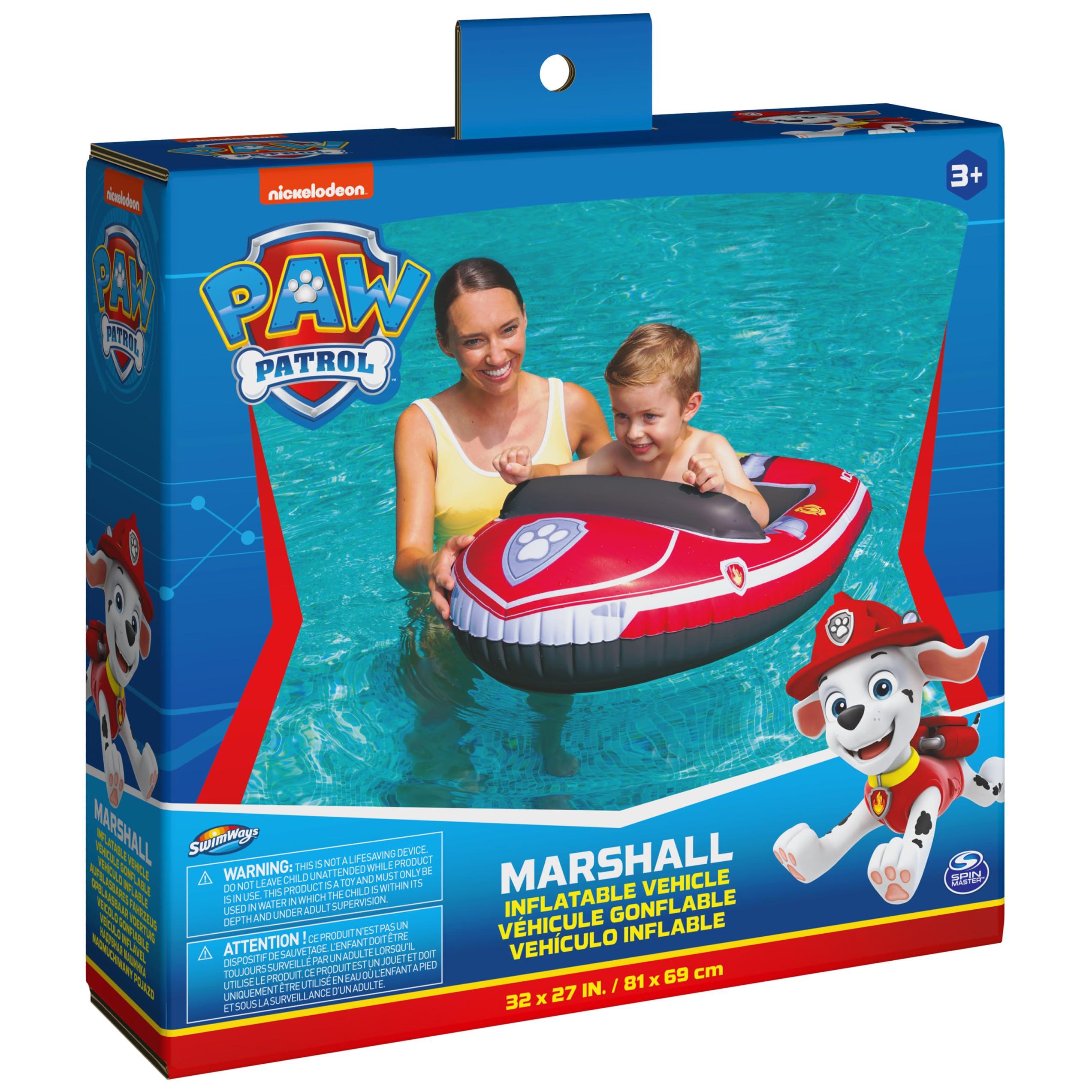Nickelodeon Paw Patrol Marshall - Vehículo acuático inflable para niños a partir de 3 años 9