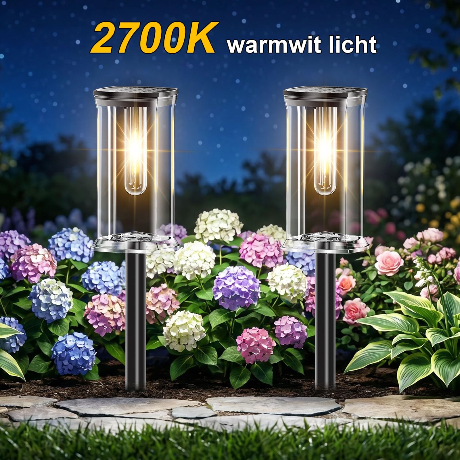 SOLARBABY Lampes Solaires Extérieur Jardin - Lot de 12 LED Blanc Chaud, Lampe Solaire Jardin IP65 Étanche, Éclairage Jardin Solaire Auto, Lampes Solaires Décoratives pour Allée Chemin Pelouse Piscine