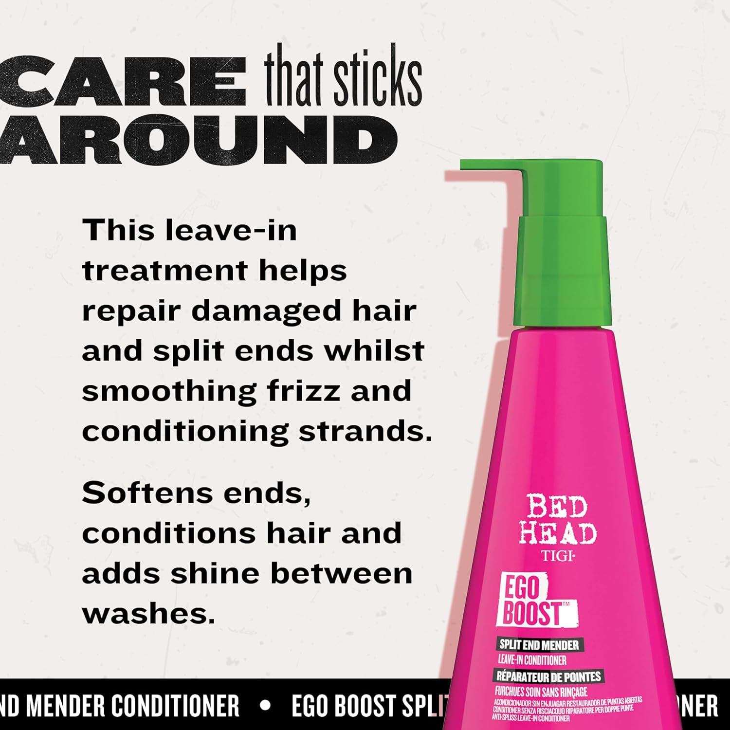 TIGI Bed Head Leave-In Conditioner, Split End Mender, Ego Boost 2-Pack – Split Ends Treatment for Dry, Damaged Hair, Fruit & Berries Fragrance, 8 Oz Ea