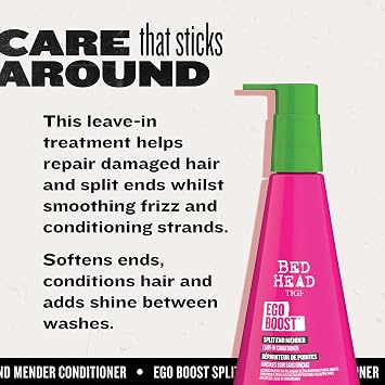 TIGI Bed Head Leave-In Conditioner, Split End Mender, Ego Boost 2-Pack Split Ends Treatment for Dry, Damaged Hair, Fruit & Berries Fragrance, 8 Oz Ea