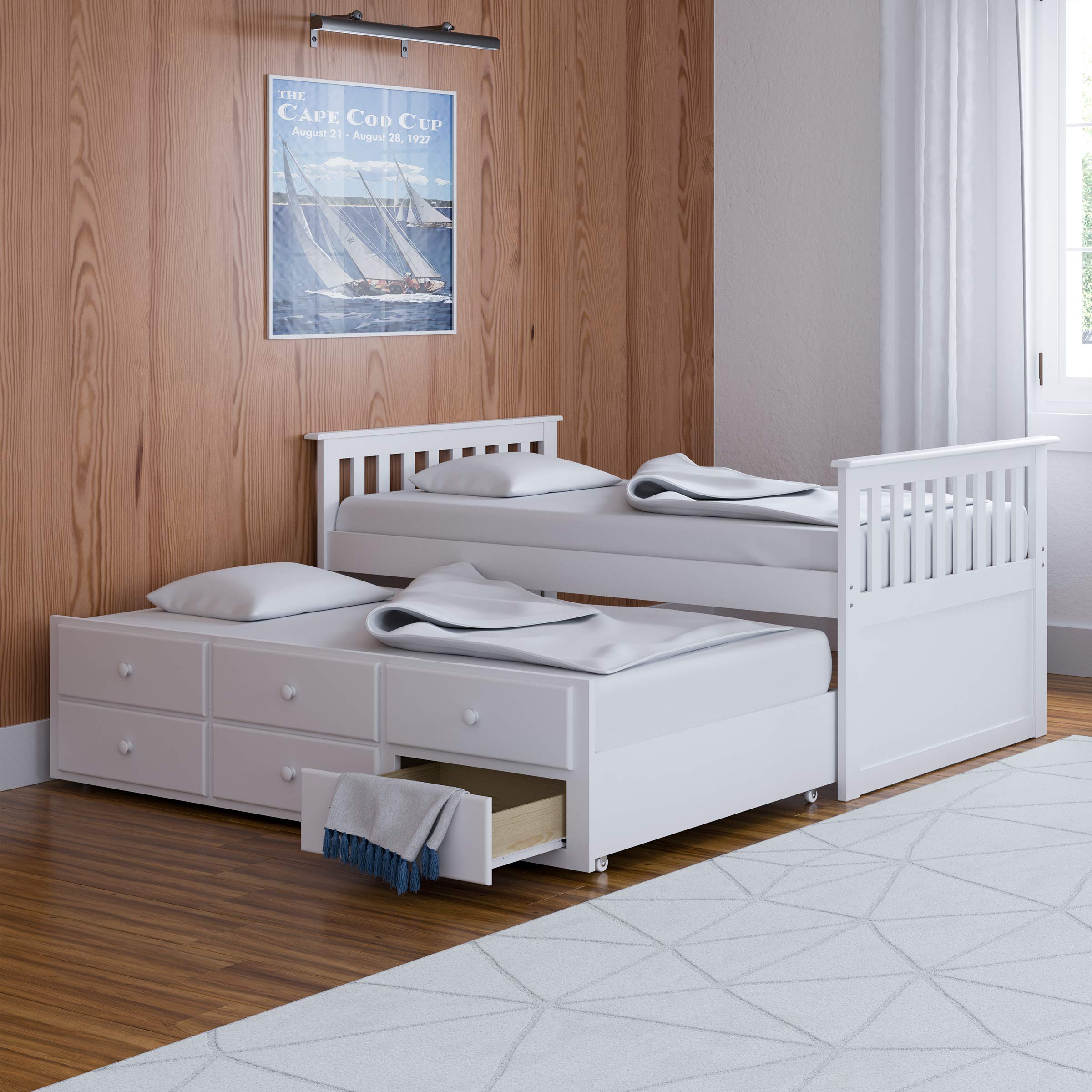 StorkCraft Marco Island Captain's Bed with Trundle and Drawers - Twin (White)