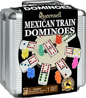 Queensell Mexican Train Dominoes Double 12 with Wooden Hub