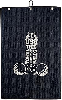 Golf Towels, Funny Golf Accessory for Golf Bags, Golf Gifts for Men on National Golf Day, Retirement, Birthday, Christmas, 16”x 24” Microfiber Golf Towel, Black, I use This Towel