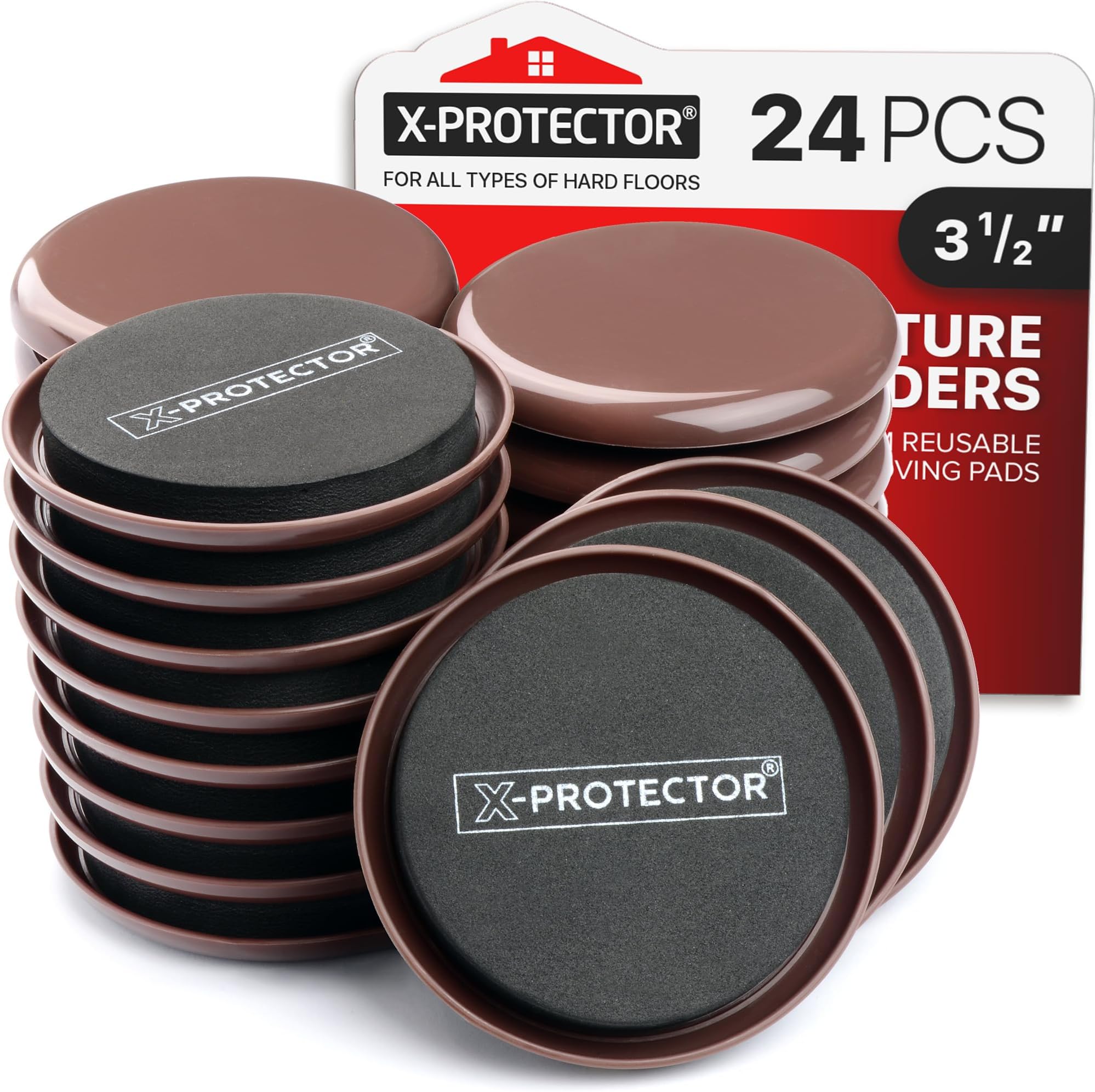 Smart Surface Furniture Sliders for Carpet 16 Pack 3.5" Round