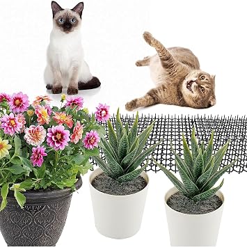 12Pcs Cat Repellent Deterrent Outdoor Scat Mat, Cat Scat Mat with Spikes, Cat Repellent Outdoor Mat, Prickle Strips Digging Cat Deterrent Outdoor, Plastic Spike Mat for Keeping Away Cats Dogs
