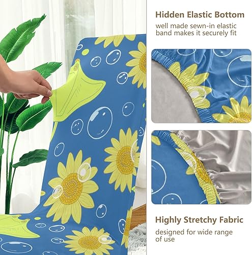Miniatura 3 de Ocean Animal Starfish Sunflower Chartreuse Decorative Birthday Seat Cover for Classroom Chair for Dining Room Washable 19.7x23.6in Chair Slipcovers