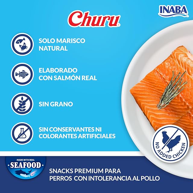 Foto 2 de 7 de INABA Churu Snack para Perros Cremoso de Salmón - Premios Saludables, Bajas Calorías, Suaves y Deliciosos