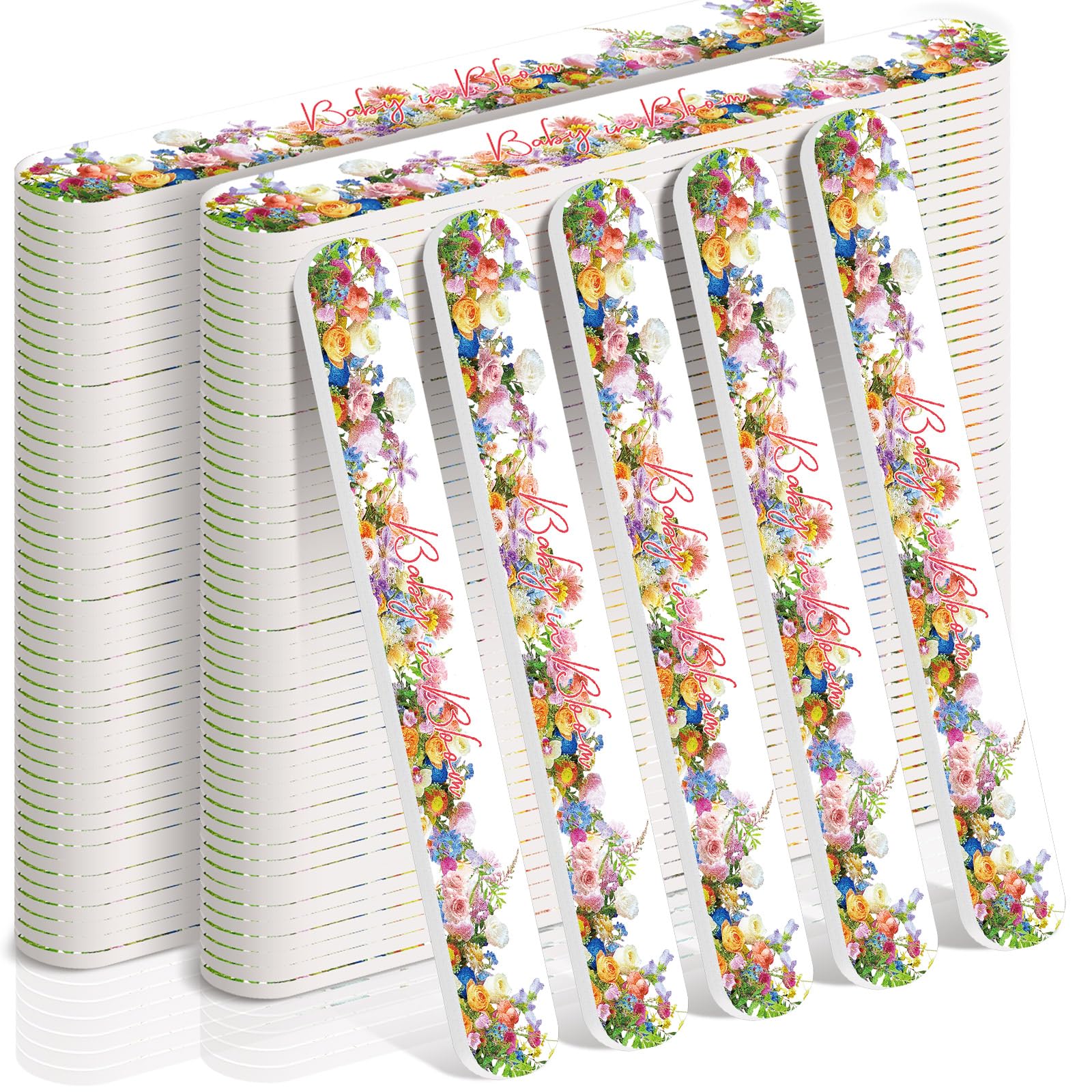 50 Pcs Baby in Bloom Baby Shower Favors Decorations Party Games Winners Prizes Gifts Bulk Floral Emery Board Nail File for Adults Guests Gender Reveal Favors Decorations Gift Bags Stuffers