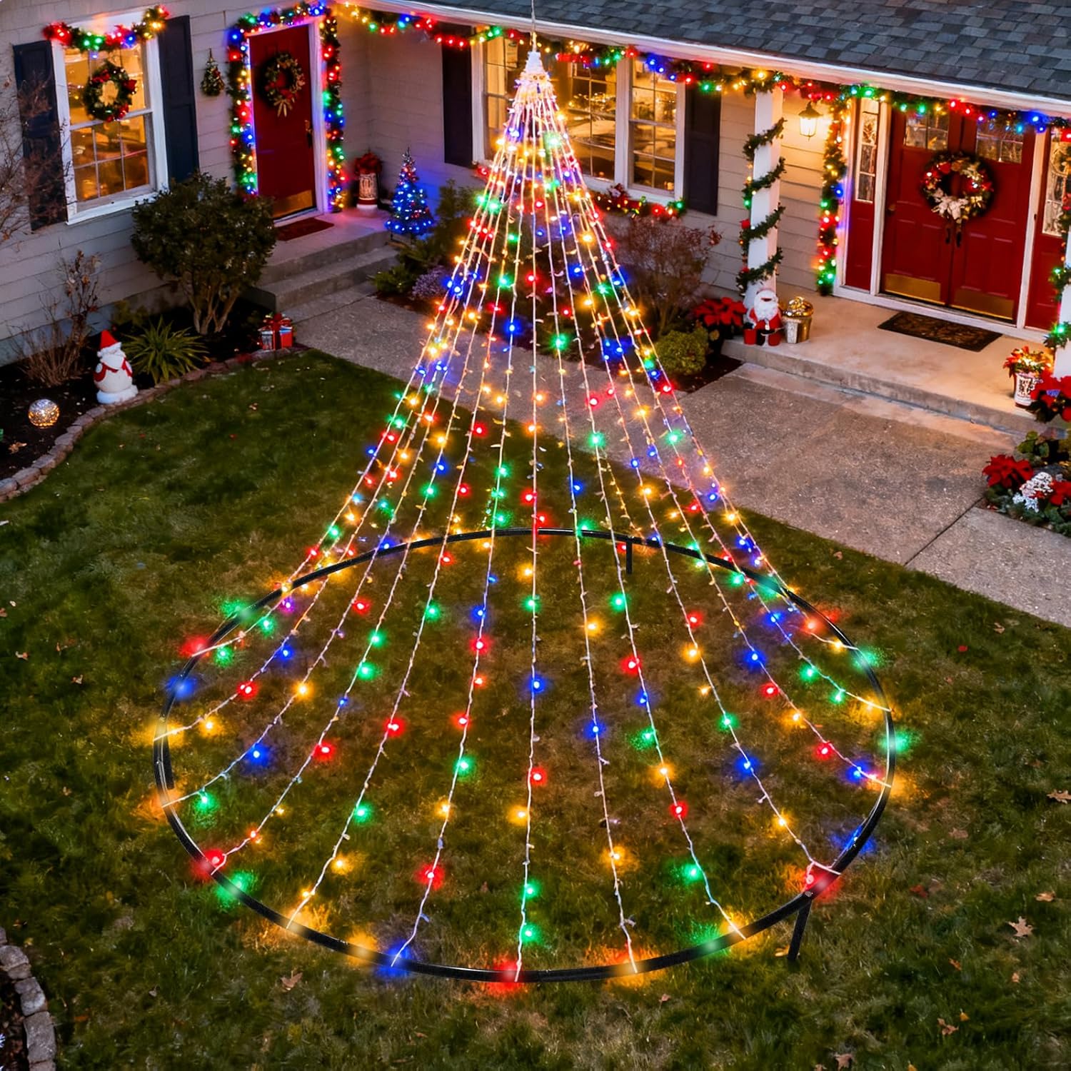 Tryly Heavy-Duty Metal Flagpole Light Ring, 59-Inch Diameter Base Includes Zip Ties, 3 Leg Stand for Securing Flagpole Top Lights, Light not Included (1.5 Meters in Diameter)