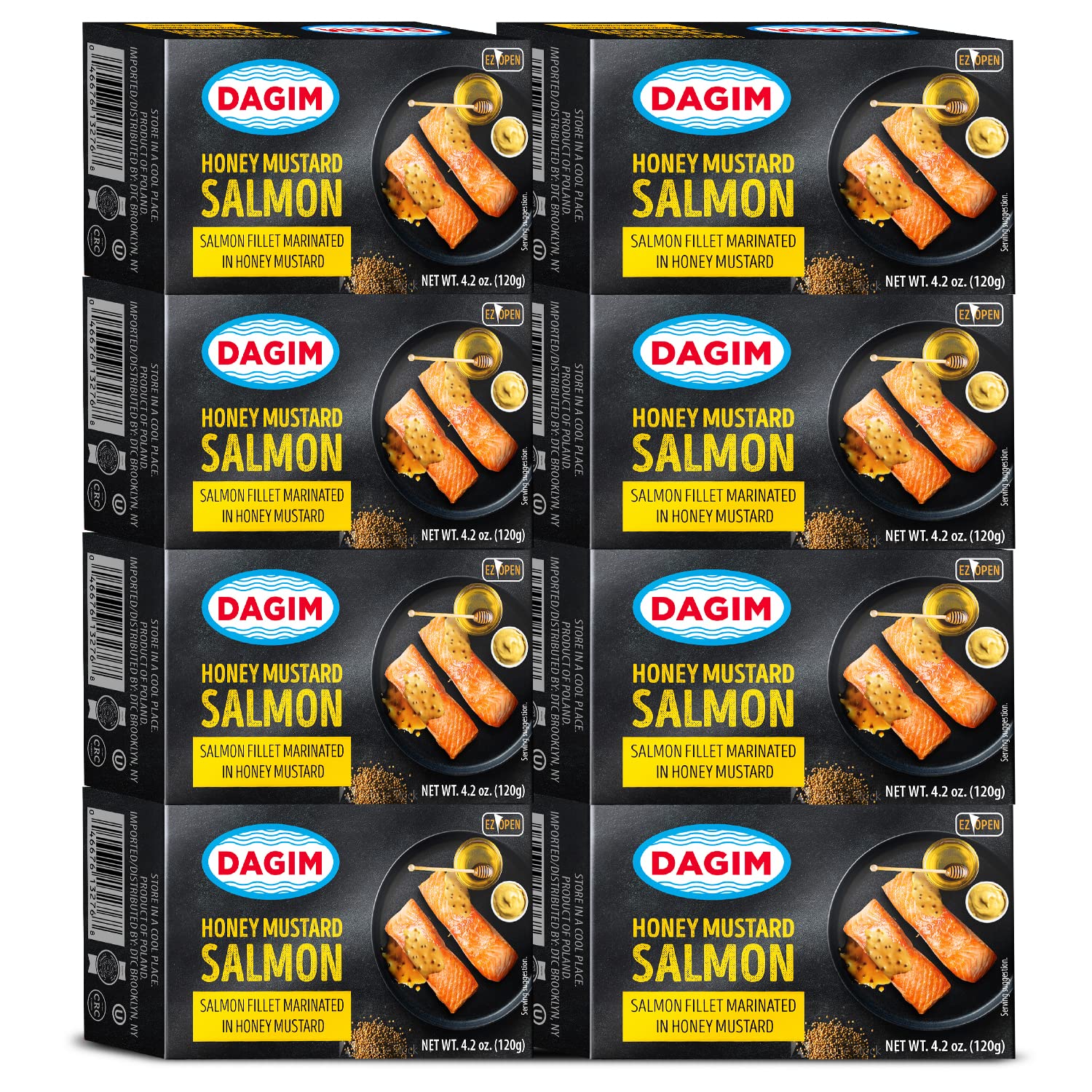 Dagim Salmon Fillet Marinated in Honey Mustard Flavor – Delicious and Nutritious Canned Salmon Fish, Boneless, Skinless, Easy to Open, Kosher Certified 4.2 oz can 8 Pack