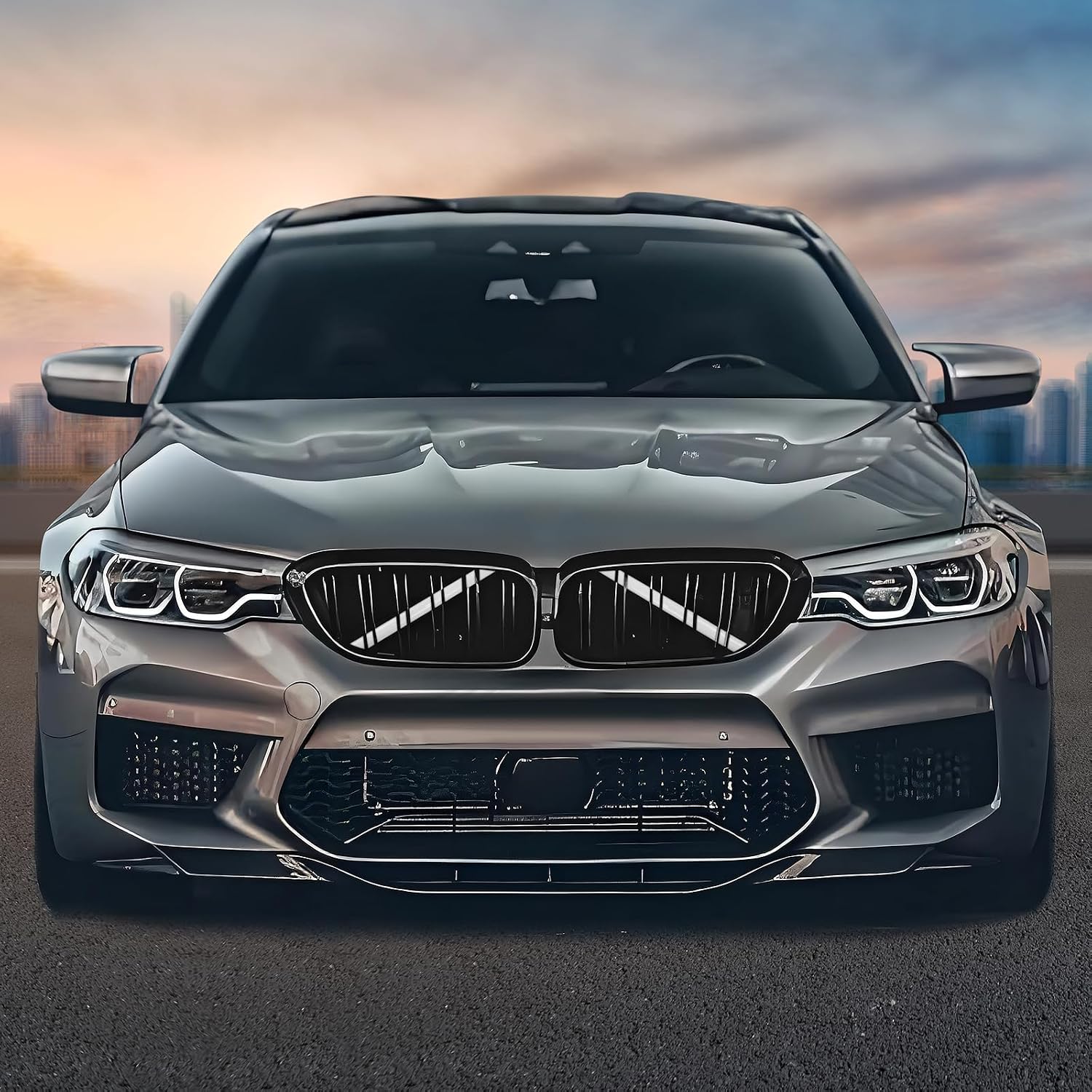 Compatible with BMW Grill Inserts Trims F90 F30 G30 F20 F22 F32 G32 G11 G12 M5 For 1 2 3 4 5 6 7 Series Compatible with BMW V Brace Wrap Covers White Grill Stripes Wrap Accessories