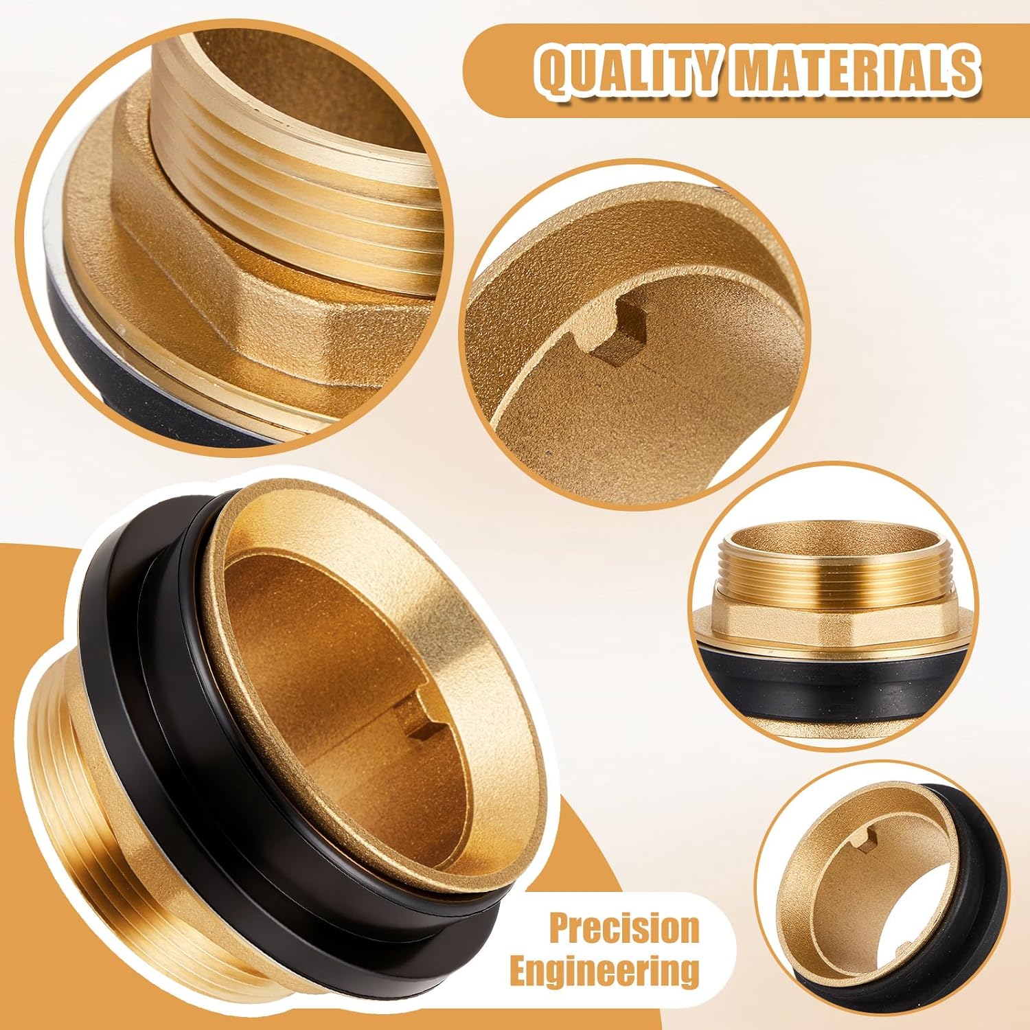 Zonon 3 Pcs Flush Valve Parts Closet Spud Brass Plumbing Fitting for Toilet Urinal Repair Kit (2 Inch)