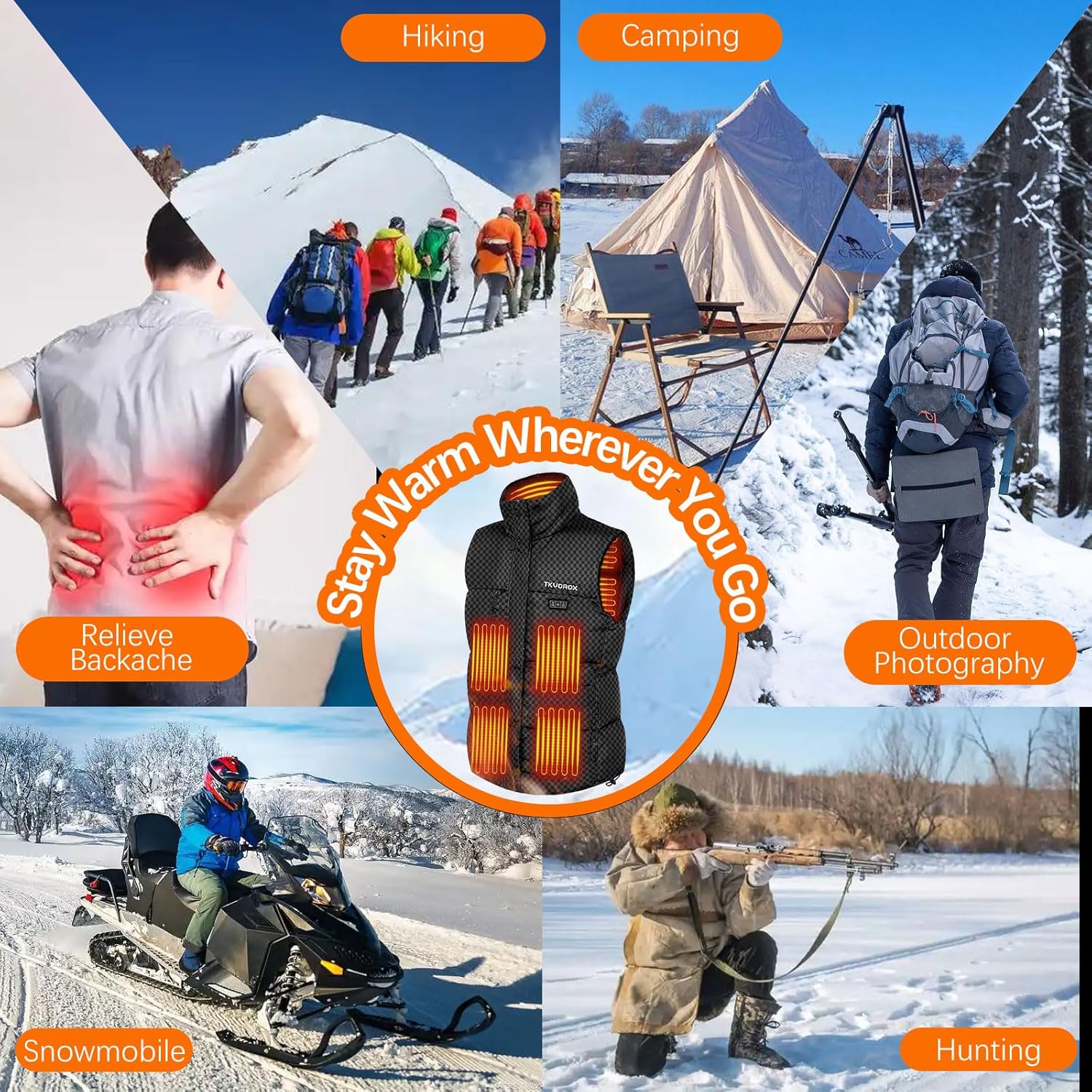 Women‘s Heated Vest with 16000mAh Battery & 3 Heat Settings, For Skiing, Winter Travel, Outdoor Activities - Image 6