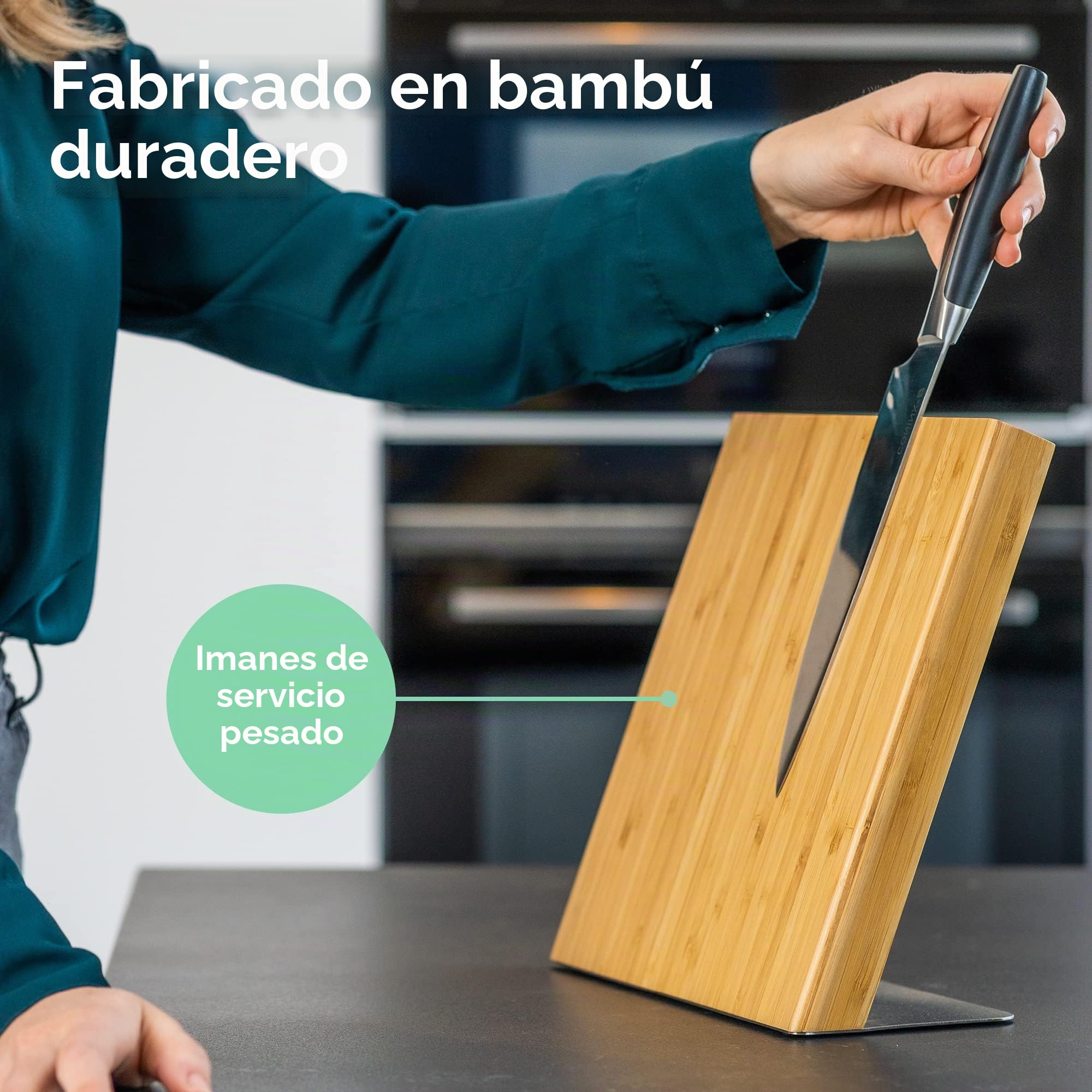 Coninx Taco Magnético Para Cuchillos de Bambú Sin Cuchillos 27.5x27.5cm