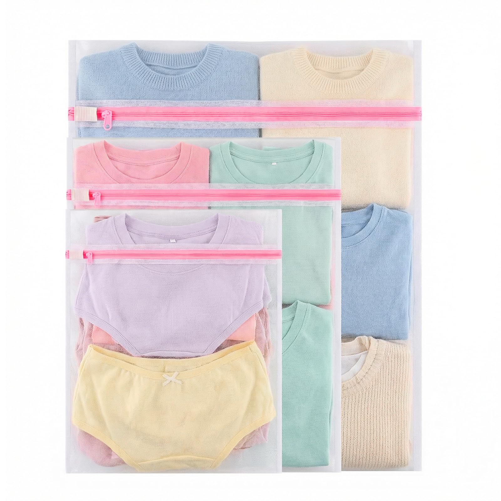 3PCS Mesh Laundry Bag, Reusable Durable Delicates Laundry Bag for Washing Machine, Mesh Laundry Bags for Blouse, Hosiery, Underwear, Bra, Lingerie and Baby Clothes, Laundry Bags Organizer