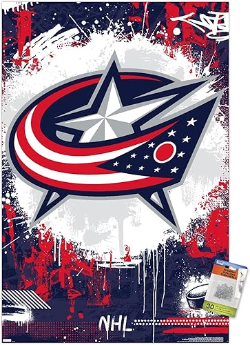 Miniatura 1 de Trends International NHL Columbus Blue Jackets - Póster de pared con logotipo Maximalist 23, 22.37 x 34.00 pulgadas, paquete de póster y alfiler de
