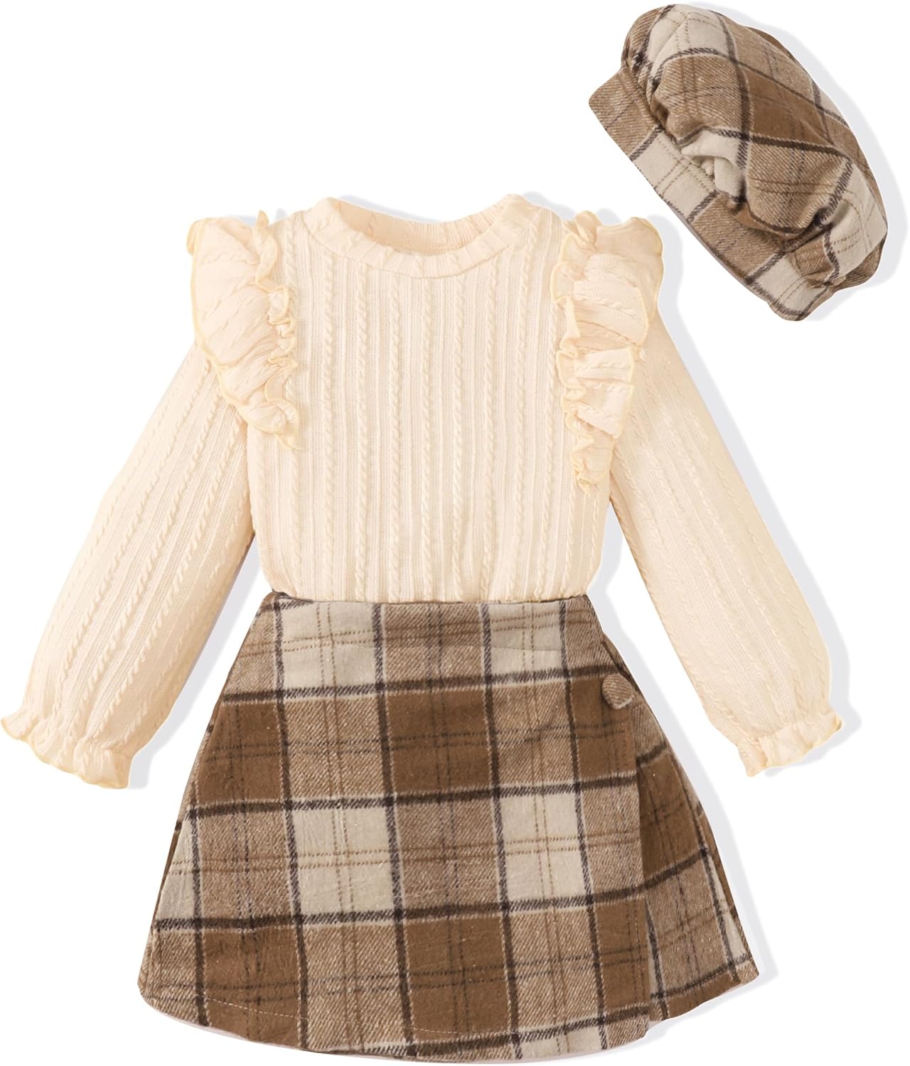 Toddler Girl Clothes Outfit Shirt Top Plaid Mini Skirt Outfits Set Little Girl Dresses Kids Clothes for Girls 18M-8T